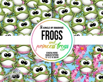 Niedliches FROSCH DIGITALES PAPIER | Kommerzielle Nutzung | Frosch Muster | Sofort Download