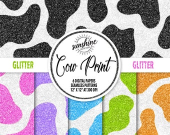 Glitter COW MUSTER | Kuh-Druck | Kuh-Digital-Papier