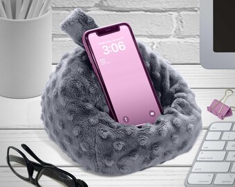 Smoky Gray IPhone Pouf, Back by popular demand! Cell Pouf, Phone Bean Bag , phone Stand, Desk Accessory, Made in the USA!