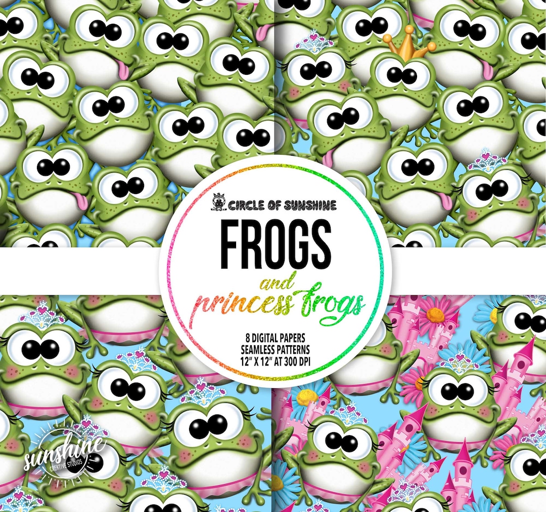 Cute FROG DIGITAL PAPER | Commercial Use | Frog Seamless Pattern ...