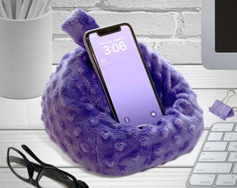 PURPLE MAJESTY Dots iPhone Pouf, Phone Pouf, Cell Pouf, iPhone Bean Bag, Phone Bean Bag, Phone Stand, Desk Accessory, Made in the USA!