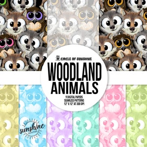 Nahtloses Tierpapier | WOODLAND Muster | Digitales Papier | Basteln Scrapbooking Kunst | Schöne Tapete