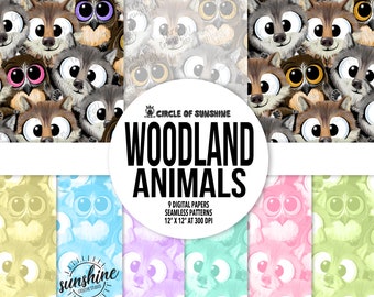 Nahtloses Tierpapier | WOODLAND Muster | Digitales Papier | Basteln Scrapbooking Kunst | Schöne Tapete