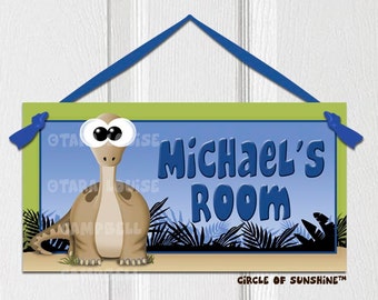 NAME DOOR SIGN | Brontosaurus | Dinosaur | Teacher Gift | Blue Boys Room Decor | Blue Office Decor