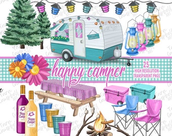 GLÜCKLICHES CAMPING CLIPART | Digitaler Download | Sofort Download