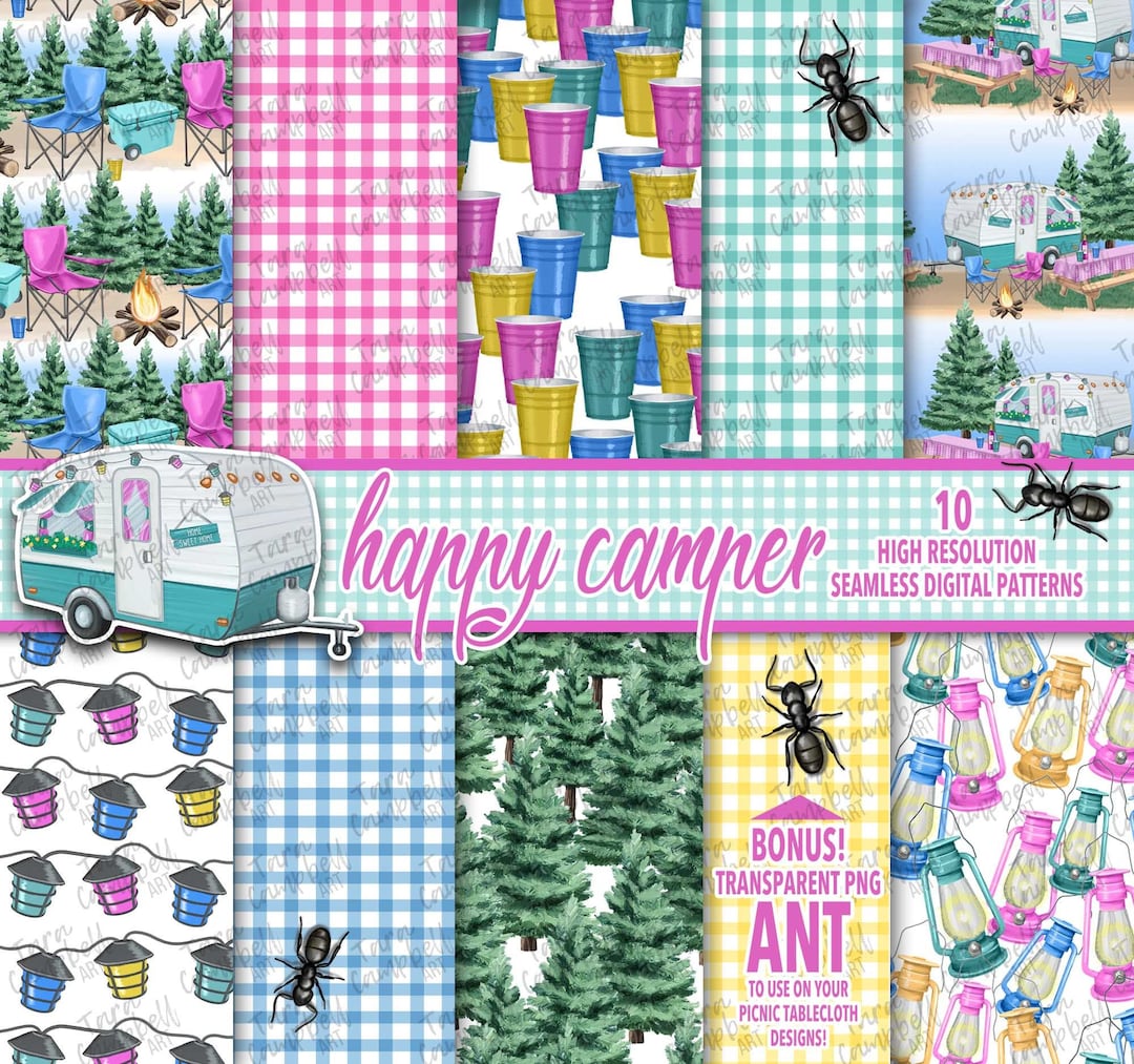 CAMPING Paper | Camping Pattern | Digital Paper | Instant Download - Etsy