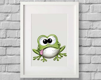 Cute Frog Digital Print, Children&#39;s Room, Classroom Decor, Instant Download