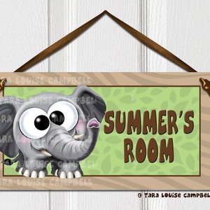 Door Sign, Elephant, Green, Safari Jungle Animals, Home Decor, Office Decor, School Classroom Decor