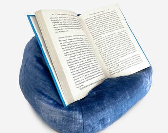 BLUE DENIM iPad Pouf, Tablet Pouf, Book Pouf, Bean Bag Pillow for Book, Nook or Kindle,  Fuzzy Soft velvety, Made in the USA!