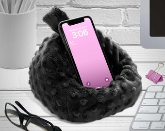 iPhone Pouf, Phone Pouf, Cell Pouf, iPhone Bean Bag, Phone Bean Bag, Phone Stand, Desk Accessory, BLACK, Made in the USA