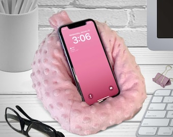 PETAL PINK iPhone Pouf, Phone Pouf, Cell Pouf, iPhone Bean Bag, Phone Bean Bag, Phone Stand, Desk Accessory, Made in the USA!