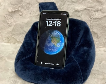 NAVY BLUE Iphone or phone pouf, Cell phone pouf, Iphone or phone bean bag, Phone stand, Desk Accessory, Soft Minky fabric, Made in USA!