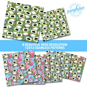 Cute FROG DIGITAL PAPER | Commercial Use | Frog Seamless Pattern ...