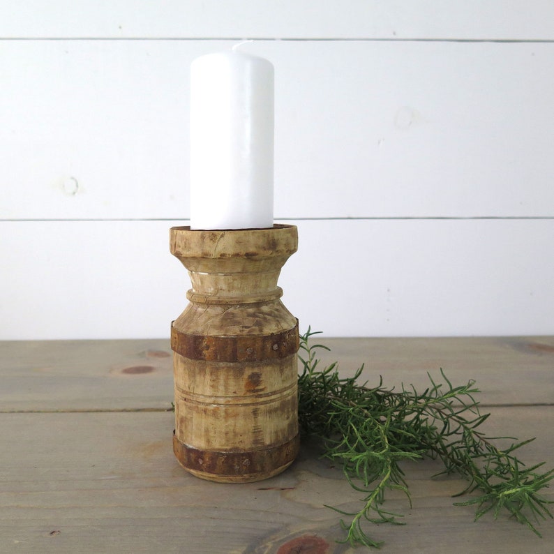 Rustic Pillar Candle Holders Metal and Wood Distressed Wood Etsy