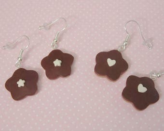 Chocolate Cookie Earrings, Food Earrings, Cookie Earring Set, Polymer Clay Food Jewelry