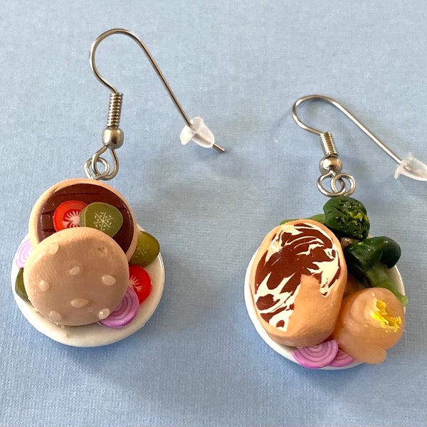 Burger and Steak dinner earrings