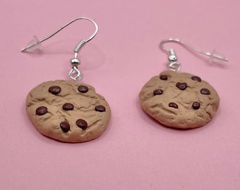 Chocolate chip Cookie Earrings, Miniature Food Jewelry, Polymer Clay Food Jewelry