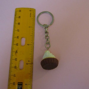 Cupcake Keychain, Polymer Clay Food Key Ring, image 3