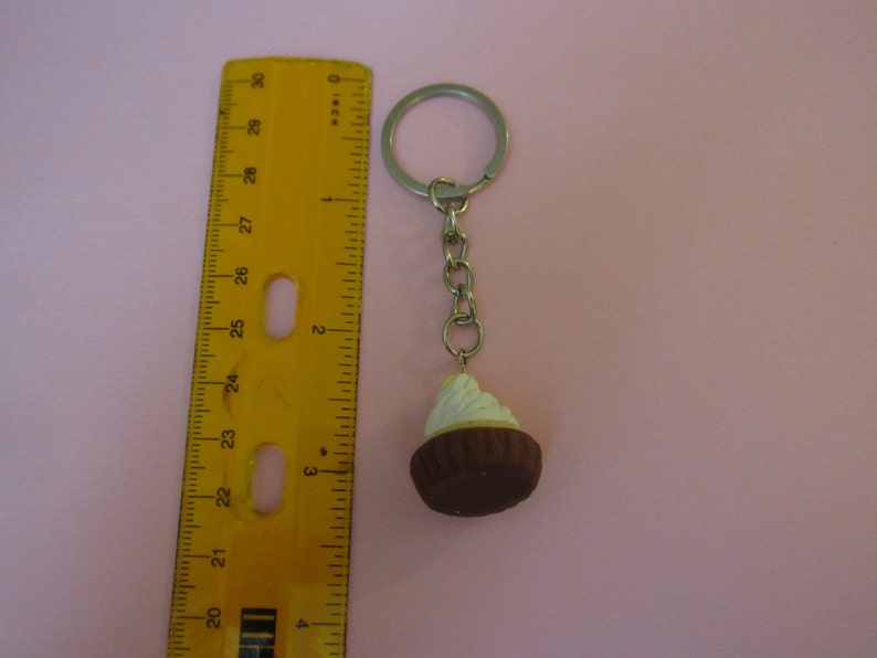 Cupcake Keychain, Polymer Clay Food Key Ring, image 3