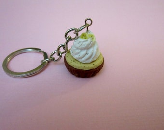 Cupcake Keychain, Polymer Clay Food Key Ring,