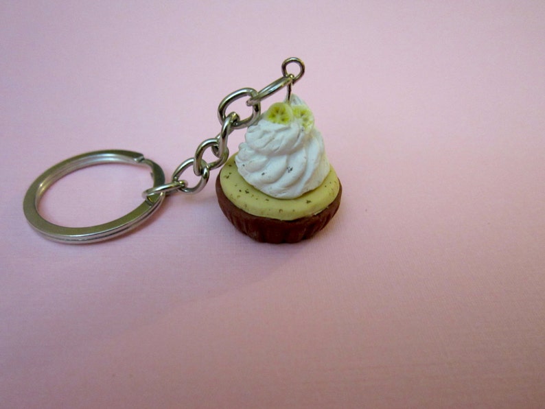 Cupcake Keychain, Polymer Clay Food Key Ring, image 1