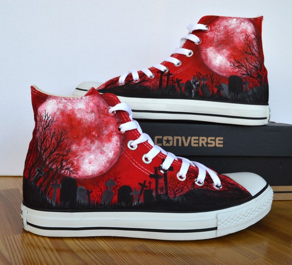 Custom Hand Painted Converse Shoe gothic blood moon | Etsy
