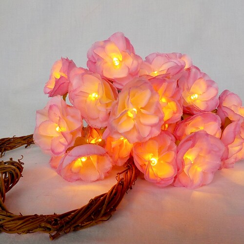 20 White Pink Orchid String Lights Flower Fairy Lights Bedroom Etsy