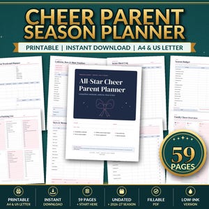 Cheer Mom Planner Printable, All-Star Cheer Parent Planner, Competition Weekend Checklist, Uniform & Bow Tracker, Cheer Budget, Fillable PDF