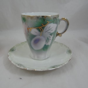 1920s Art Deco German Tea Cup Cappuccino Demitasse Green Teacup and Saucer 2 available