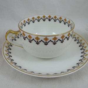 1920s  Limoges France  Haviland & Co Limoges Teacup and Saucer Art Deco Yellow Flower Schleiger 570b French Tea Cup