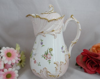 1890s Antique Vintage Hand Painted Martial Redon Limoges France Gilded Coffee Chocolate Tea Pot