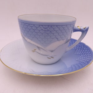 Vintage 1948-51 Bing & Grondahl Denmark Seagull Demitasse Cappuccino Espresso Teacup and Saucer Set