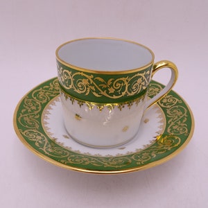 Vintage LEC Leclair Limoges France For Savary Paris Cappuccino Demitasse Teacup and Saucer Set