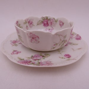 1900s Antique Factory Decorated Haviland & Co Limoges France Ramekin with Saucer Schleiger 39C - 8 Available Made for Gimbel Bros. Milwaukee