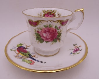 Vintage Elizabethan English Bone China Red Rose Teacup and Saucer Pretty English Tea Cup
