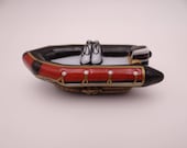 Vintage Limoges France Hand Painted Fishing Boat or Dinghy Trinket Box or Pill Box