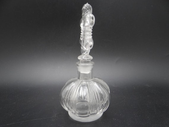1930s Vintage Round Glass Perfume Bottle Cologne … - image 4