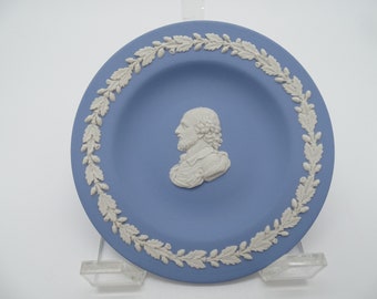 Vintage Wedgwood Jasperware Blue "Shakespeare" 4" Round Tray Trinket Dish