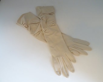 Vintage Tan Beige Ecru Above the Wrist Length Gloves - Perfect for Church or a Wedding