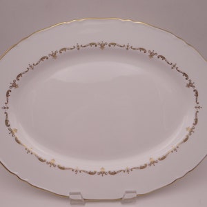 Vintage Royal Worcester English Bone China &quot;Gold Chantilly&quot; Oval Serving Platter