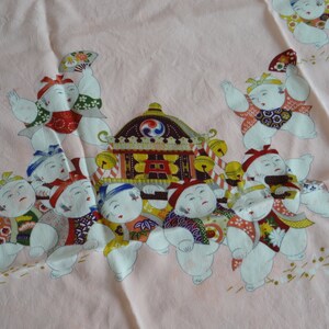 Vintage Happy Buddha Peach Scarf - Happy Buddha Scarf - Peach Scarf - Peachy Pink Scarf - Vintage Scarf
