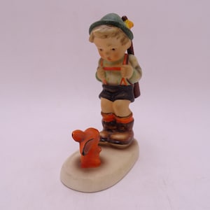 Vintage Goebel MJ Hummel &quot;Sensitive Hunter&quot; Boy with Rabbit Figurine  #6/0 TMK-2 Full Bee with &quot;H&quot; Suspenders