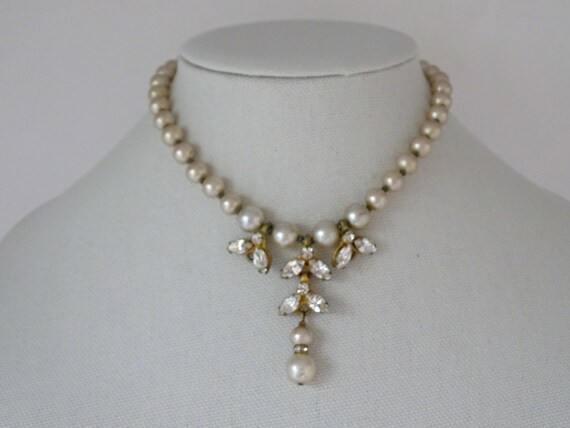 Signed Miriam Haskell Rhinestone and Faux Baroque… - image 6