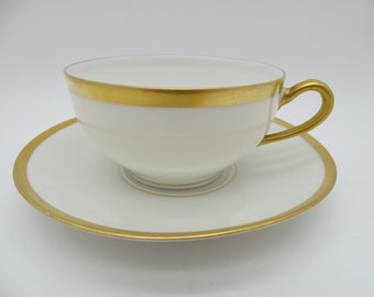 Elegant 1900s Antique Vintage TheodoreHaviland Limoges White and Gold Teacup and Saucer Set French Tea Cup Coffee Cup - 2 Available