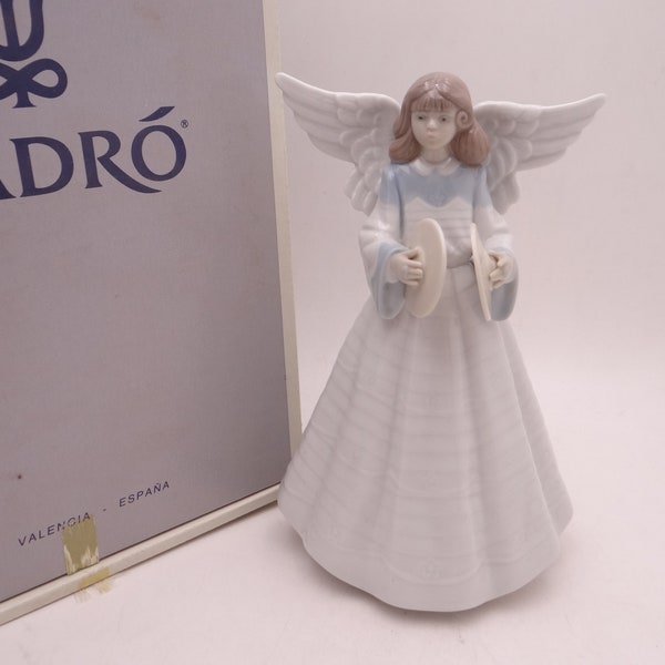 Superb Lladro Christmas Angel Tree Topper Angelic Cymbalist Figurine 5876 in Original Box