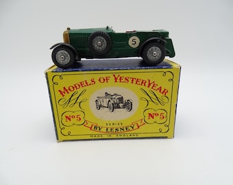 1960年代第6号ヴィンテージ レスニー マッチボックス Y-5 往年のモデル グリーン 1907 1929 4 1/4リットル ベントレー ダイキャストカー オリジナルボックス入り 'A