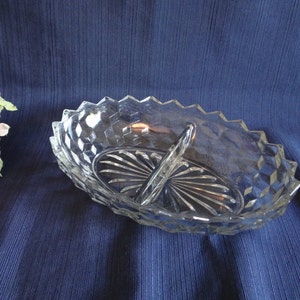 Fostoria American Clear Glass Divided Glass Dish Fostoria Condiment Dish American Dish - Excellent condition - Vintage Mid Century Modern