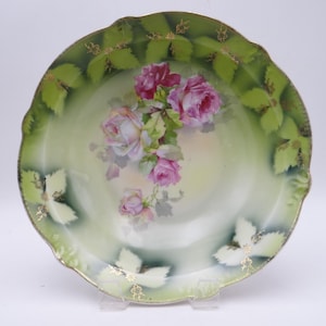 1900s Unger & Schilde Three Crown China Germany  Green Fruit or Serving Bowl