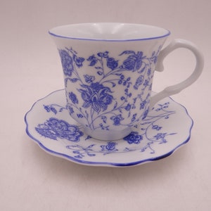 Vintage Blue and White Veritable Porcelaine Paris France Cappuccino Demitasse Teacup and Saucer Espresso Cup