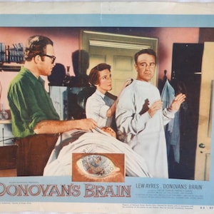 Raro Original Vintage 1953 "Donovan's Brain" Ciencia Ficción Horror Película Lobby Card
